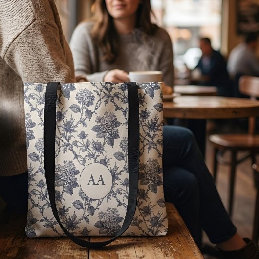 Botanische Toile | Hydrangea & Zeeholly Eigen ontw Tote Bag