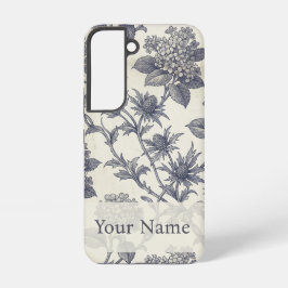 Botanische Toile | Hydrangea & Zeeholly Maatwerk Samsung Galaxy Hoesje