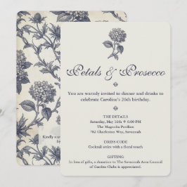 Botanische toile Hydrangea & Zeeholly Verjaardag Kaart