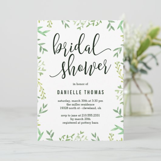 Botanische touchbridale Shower-uitnodiging Feestdagenkaart (Staand voorkant)