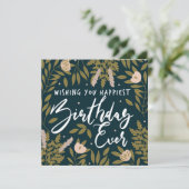 Botanische Trendy Bloemen Typografie Gelukkige Ver Kaart (Staand voorkant)