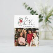 botanische trendy script kerstkaart (Staand voorkant)