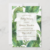 botanische tropische bladeren baby shower-uitnodig kaart (Voorkant)