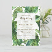 botanische tropische bladeren baby shower-uitnodig kaart (Staand voorkant)