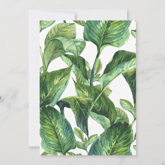 botanische tropische bladeren baby shower-uitnodig kaart (Achterkant)