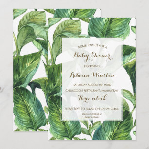 botanische tropische bladeren baby shower uitnodig kaart