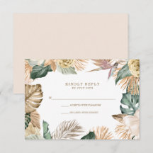 Botanische Tropische Bloem Goud Mauve Trouwdag