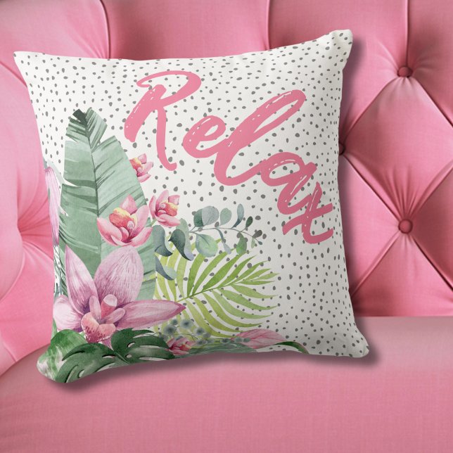botanische tropische bloem kussen (Floral Watercolor Tropical Throw Pillow)