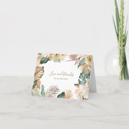 Botanische Tropische Bloemrijke Goud Mauve Bruilof Bedankkaart