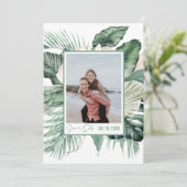 Botanische tropische bruiloft foto slaat de datum  save the date (Staand voorkant)