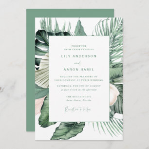 Botanische tropische bruiloft kaart