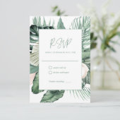Botanische tropische bruiloft RSVP (Staand voorkant)