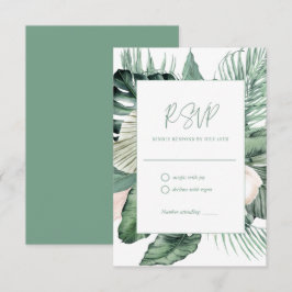 Botanische tropische bruiloft RSVP Kaartje