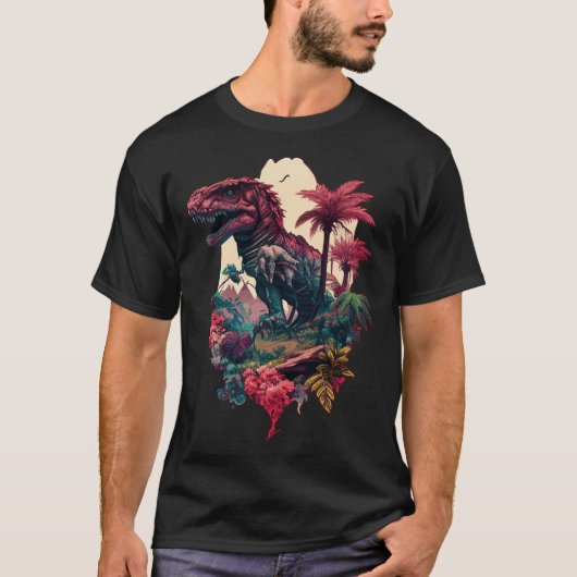 Botanische Tropische Draak Dinosaurus Prehistorisc T-shirt (Voorkant)