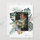 Botanische tropische Floral Gold Mauve Weddenschap Bedankkaart (Voorkant)