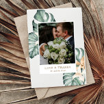 Botanische tropische Floral Gold Mauve Weddenschap Bedankkaart<br><div class="desc">Deze bruiloft voor tropische bloemen is een bijzonder mooi jasje. Het is perfect voor je strand of buitenbruiloft. Pas je aan met twee van je favoriete bruiloft- of huwelijksfoto's en je aangepaste bericht. Neem contact met me op als je speciale verzoeken hebt.</div>