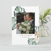 Botanische tropische Floral Gold Mauve Weddenschap Bedankkaart (Staand voorkant)