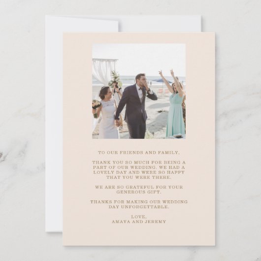 Botanische tropische Floral Gold Mauve Weddenschap Bedankkaart (Achterkant)