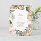 Botanische tropische Floral Gold Mauve Weddenschap Kaart (Staand voorkant)