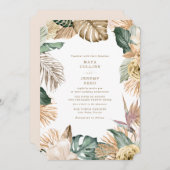 Botanische tropische Floral Gold Mauve Weddenschap Kaart (Voorkant / Achterkant)