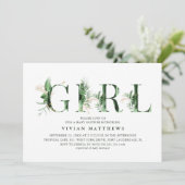 Botanische tropische groene Baby shower en goudbru Kaart (Staand voorkant)