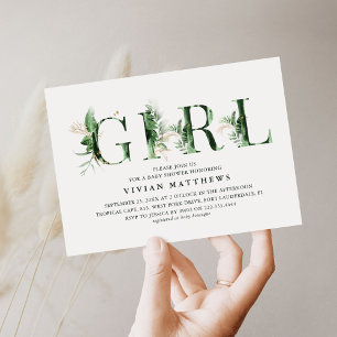 Botanische tropische groene Baby shower en goudbru Kaart