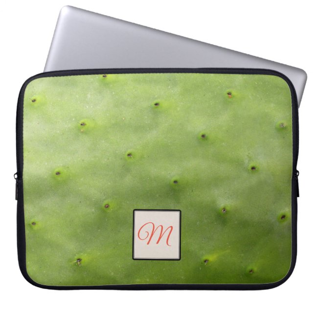 Botanische tropische groene Cactus fotomonogram Laptop Sleeve (Voorkant)