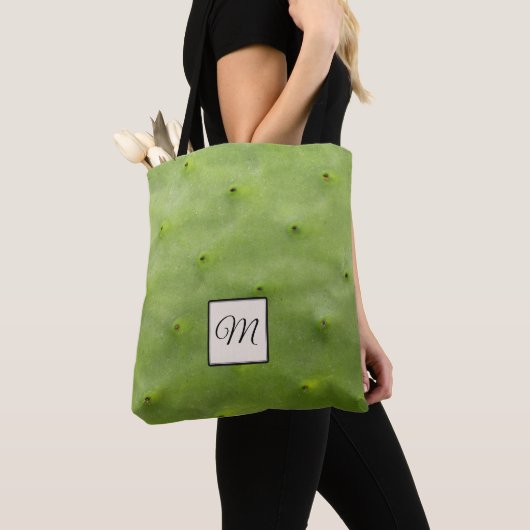 Botanische tropische groene Cactus fotomonogram Tote Bag (Dichtbij)