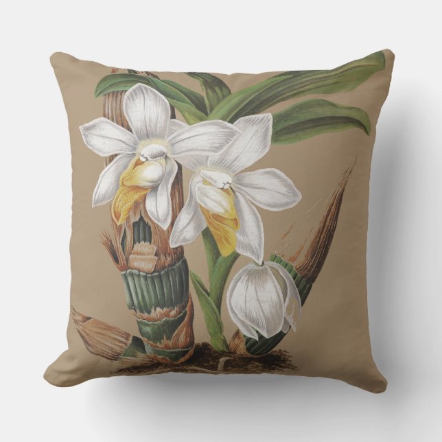 Botanische Tropische Orchide Flowers Floral Pillow Kussen (Voorkant)