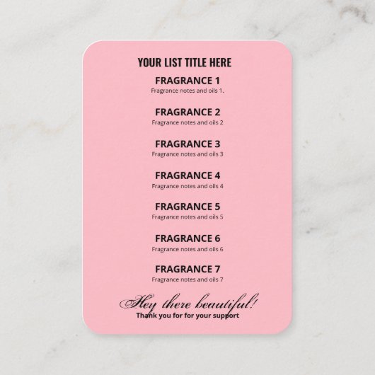 Botanische tropische roze Kaart productprijslijst Visitekaartje (Achterkant)