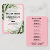 Botanische tropische roze Kaart productprijslijst Visitekaartje (Voorkant / Achterkant)