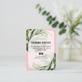 Botanische tropische roze Kaart productprijslijst Visitekaartje (Staand voorkant)