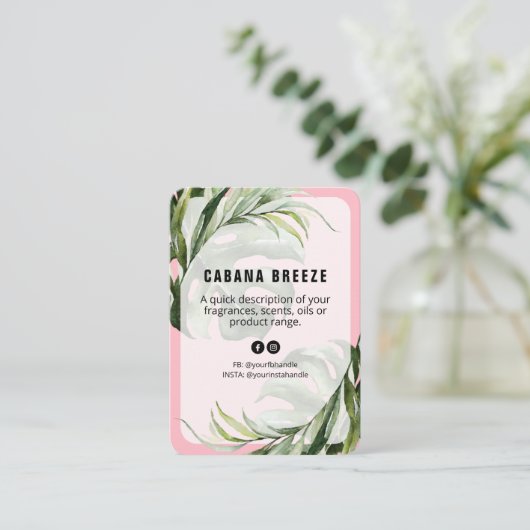 Botanische tropische roze Kaart productprijslijst Visitekaartje (Staand voorkant)