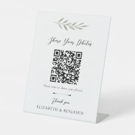 Botanische Trouw QR Code Deel je Foto's Reclamebord Met Voetstuk