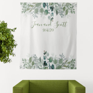 Botanische Trouwbladeren Moderne Groene Plantage W Wandkleed