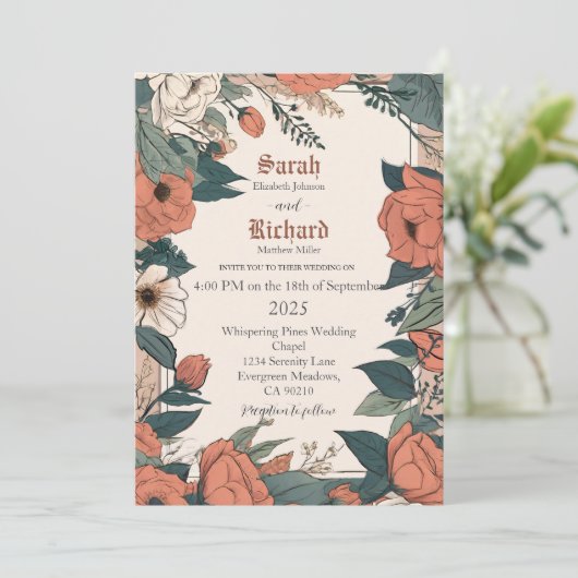 Botanische Trouwsuite Kaart (Staand voorkant)