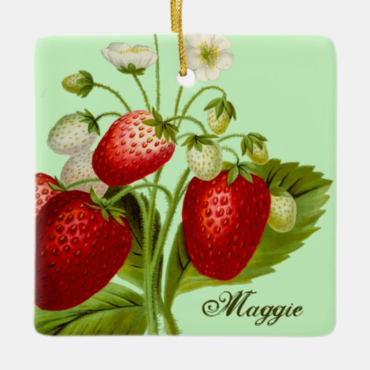 Botanische Tuin Aardbei Keramisch Ornament (Voorkant)