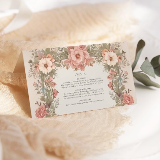 Botanische tuin Art Nouveau bruiloft Informatiekaartje