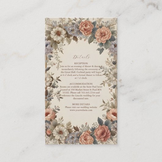 Botanische tuin Art Nouveau bruiloft Informatiekaartje (Voorkant)