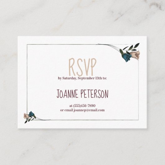 Botanische Tuin Beige, Blauwgroen Rozen Bloemen RS Informatiekaartje (Voorkant)