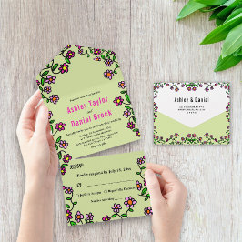 Botanische Tuin Bloemen Lente Bloemen Huwelijk All In One Uitnodiging