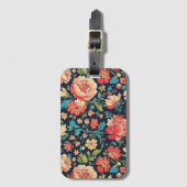  botanische tuin bloemenpatroon-blauw bagagelabel (Voorkant (verticaal))