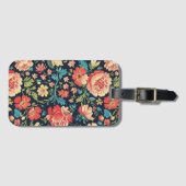  botanische tuin bloemenpatroon-blauw bagagelabel (Voorkant (horizontaal))