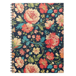 botanische tuin bloemenpatroon-blauw notitieboek