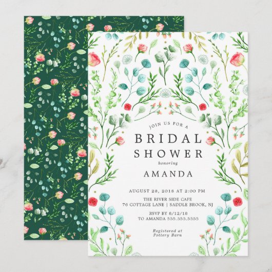 Botanische Tuin Bruids Douche Uitnodiging (Voorkant / Achterkant)