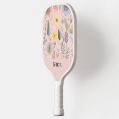 Botanische Tuin Gepersonaliseerde Blush Bloemen Pickleball Paddle (Links)
