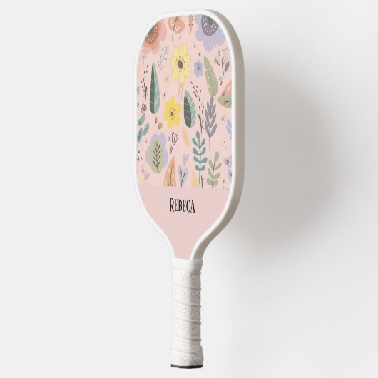 Botanische Tuin Gepersonaliseerde Blush Bloemen Pickleball Paddle (Links)