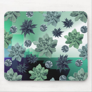 Botanische Tuin Groen Blauwgroen Bloempatroon Muismat