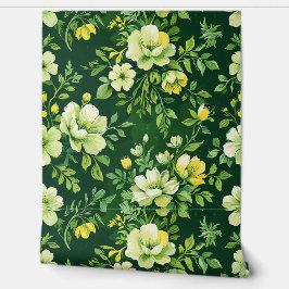 Botanische Tuin Groene Bloemschil en Stok Behang