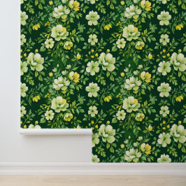 Botanische Tuin Groene Bloemschil en Stok Behang